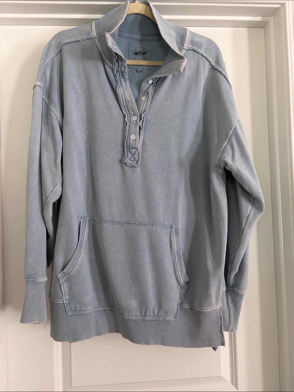 aerie Blue Henley Snap Pullover